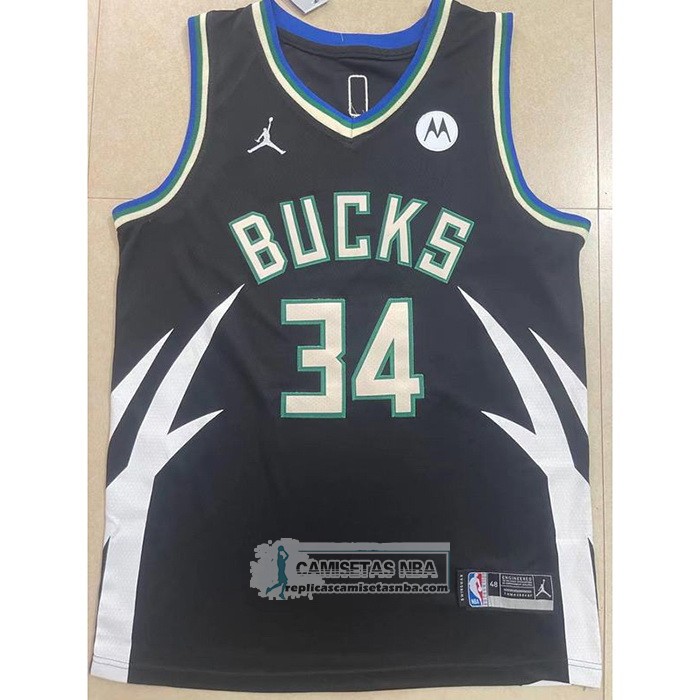 Camiseta Milwaukee Bucks Giannis Antetokounmpo NO 34 Statement 2022-23 Negro